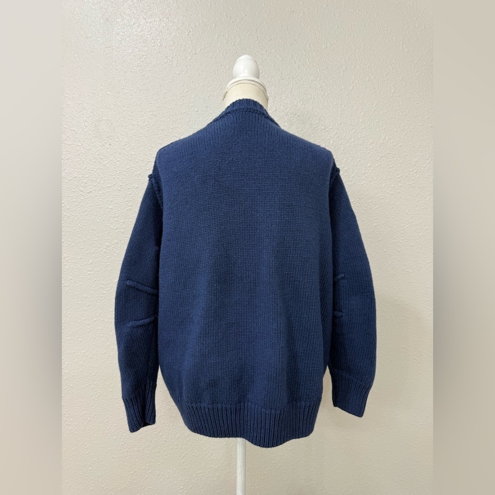 Zara Women Navy Blue V Neck Button Front Knit Cardigan Sweater Size S-M Wool - Picture 4 of 8